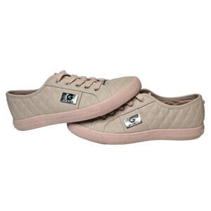 GUESS BY GUESS DUSTY ROSE QUILTED LEATHER CASUAL SNEAKER SHOES SZ: 8.5M EUC